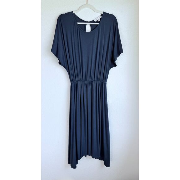 Amour Vert Vivian Flutter Short Sleeve Elastic Waist Modal Dress in Navy Size XS - Picture 3 of 10